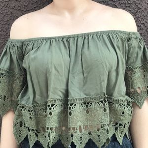 Olive Off the Shoulder Top